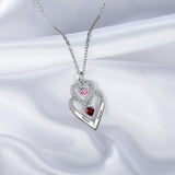 Silver Heart Shape Necklace 2 Stones