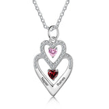 Silver Heart Shape Necklace 2 Stones