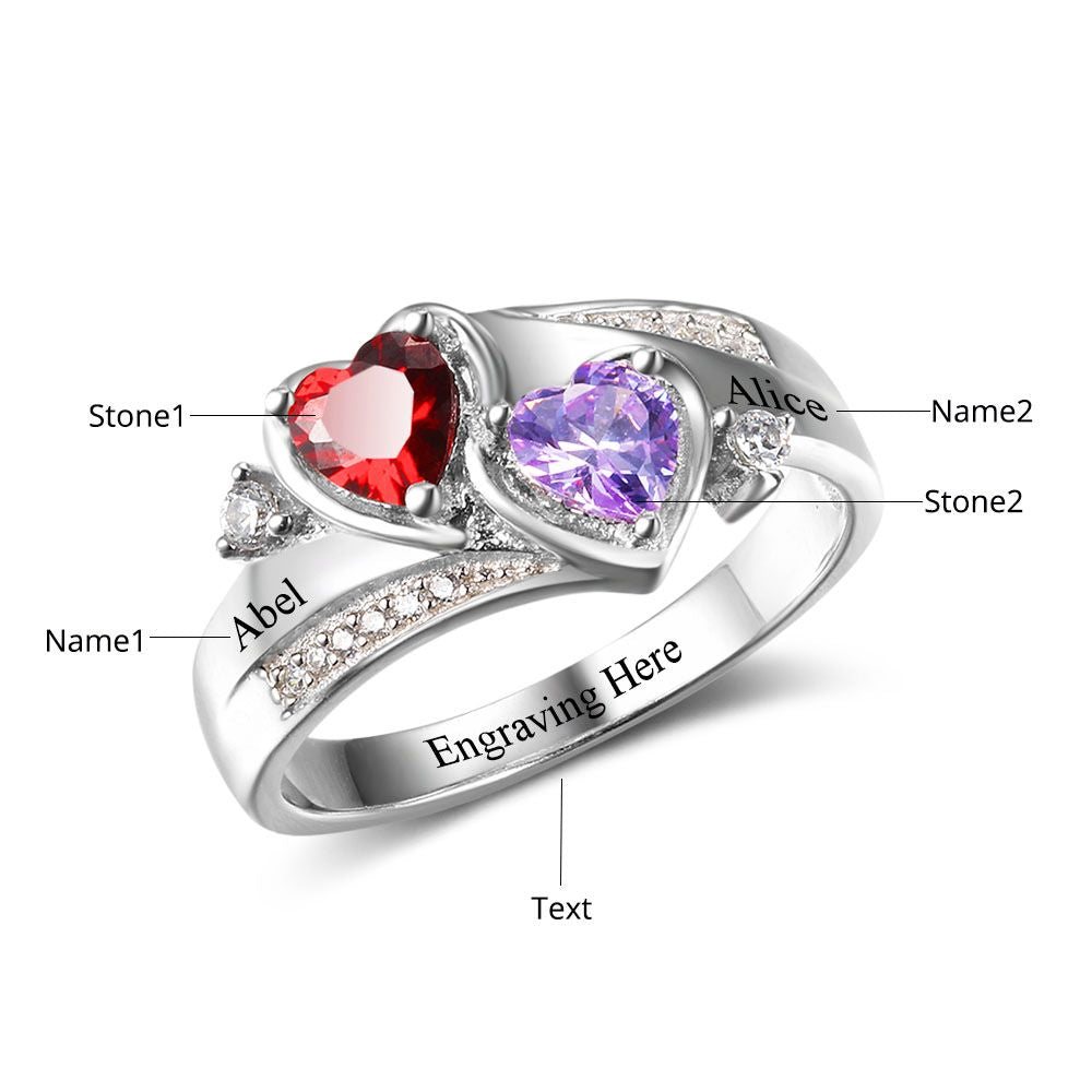 Birthstone & Engraved Sterling Silver Ring