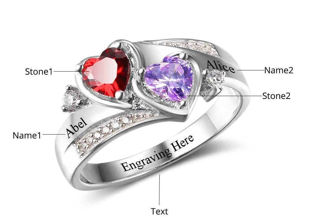 Birthstone & Engraved Sterling Silver Ring