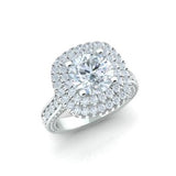 Double Halo Pave Diamond Engagement Ring