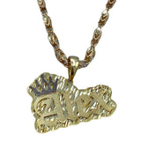 Crown Double Plate Name Pendant